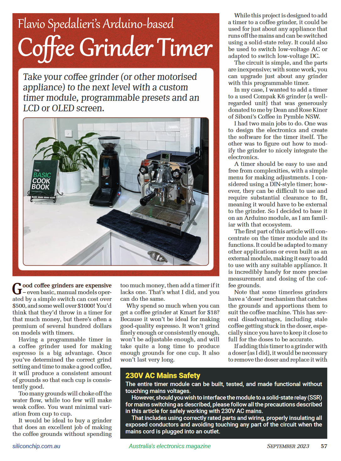 Silicon Chip September 2023 - Coffee Grinder Timer